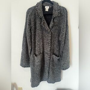 Together Gray Bouclé Long Button-Up Coatigan